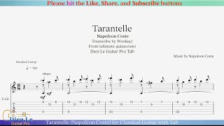 Tarantelle Napoléon Coste for Classical Guitar with Tab [upl. by Craven]