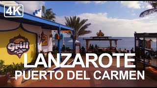 4K Puerto Del Carmen Lanzarote  Harbour Town in Winter Feb 2020 Captions [upl. by Civ169]