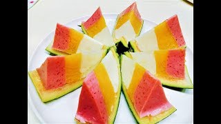 RAMZAN SPECIAL DESSERT AGAR AGAR JELLY IN WATERMELON RAMZAN SPECIAL IFTAR RECIPE [upl. by Quenby886]