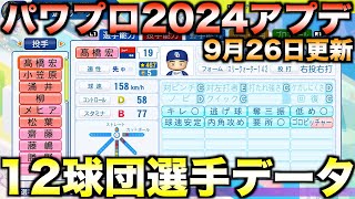 【9月26日アプデ】12球団全選手能力データver104 【パワフルプロ野球20242025】 [upl. by Michale]