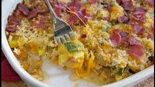 Cheesy Bacon Zucchini Bake Recipe  Easy Summer Side Dish [upl. by Aenil]