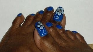 TOTW Cobalt Blue Floral Toe Art Design [upl. by Enitsirhk220]