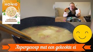 Aspergesoep met een ei lekker om mij manier  kook video [upl. by Aramoiz]