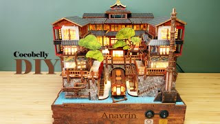 Anavrin Ginzan Onsen Book Nook  DIY Miniature Dollhouse Crafts  Relaxing Satisfying Video [upl. by Billie451]