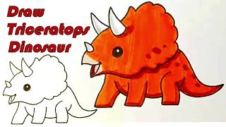 How to Draw a Triceratops  How to Draw a Dinosaur Easy [upl. by Cookie882]