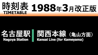 【JR時刻表】1988年3月改正 名古屋駅（関西本線） [upl. by Werda]