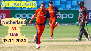 ODI Highlights  Netherlands vs UAE  Nov 03 2024 [upl. by Edward]