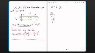 Variance of the Difference of two Jointly Distributed Discrete Random Variables [upl. by Nguyen585]