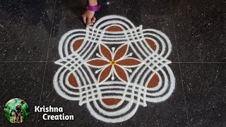 Panguni madham simple padi kolam  5x3 dot easy lotus kolam  pandaga muggulu  Beautiful rangoli [upl. by Caz]