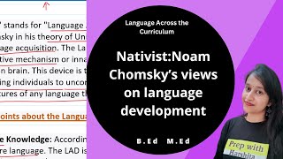 Nativist Noam Chomsky’s views on language development  Language Across the Curriculum [upl. by Asilla829]