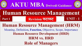 1 Human Resource Management HRM human resource management mba sem 2 lecture bcom 3rd year [upl. by Lliw539]