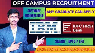 IBM Recruitment 2024 for Freshers  IDFC Recruitment 2024  Software Engineer amp Analyst Role  Jobs [upl. by Anasor]