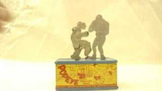 Vintage Popeye Knockout Mechanical Tin Bank Straits Key [upl. by Tarsus]