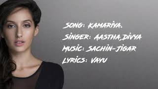 Kamaria Song Lyrics Stree Aashtha Gill Divya Kumar Khosla [upl. by Penhall]