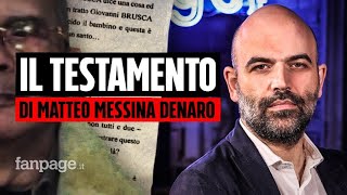 Roberto Saviano racconta lultimo interrogatorio di Messina Denaro quotÈ il suo testamento” [upl. by Fante]