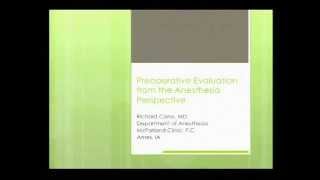 Preoperative Evaluation from the Anesthesia Perspective Dr Richard Cano 7914 [upl. by Aiclid]