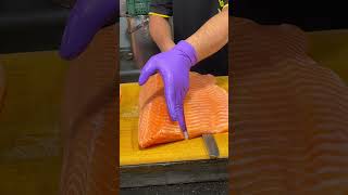 Satisfying Skill How to Perfectly Remove Salmon Skin for Sushi salmon sushi Sashimi [upl. by Beacham]