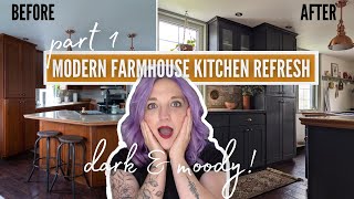 Dark amp Moody Modern Farmhouse Kitchen Makeover  PART 1  DIY Danie [upl. by Doherty]