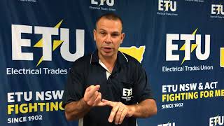 ETU organiser Mark Buttigieg reports on Ausgrid EBA negotiations 2 November 2017 [upl. by Calan758]