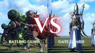 WARHAMMER III Total War  Ratling Guns VS Gate Guard [upl. by Bettina]