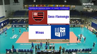 SESC FLAMENGO X GERDAU MINAS  SUPERLIGA FEMININA 2324 ❤❤❤AMO VÔLEI🏐🏐🏐 [upl. by Waynant492]