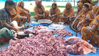 Beef Kosha amp Khichdi  Full Cow Beef Meat Vuna Curry Cooking with Japanese Team for Villagers [upl. by Adolphus]