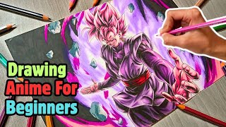 How To Draw Anime For Beginners  Drawing Black Goku goku dragonball [upl. by Oneladgam149]