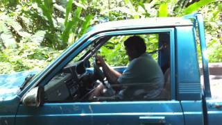 Mazda B2500 Pulling Pickup Out Of A OffRoad Trail Part 1 [upl. by Aicatsal]