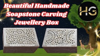 Soapstone Carving Jewellery Box 6x4x3quot Inch qatar kuwait saudiarabia australia canada uae usa [upl. by Jemena]