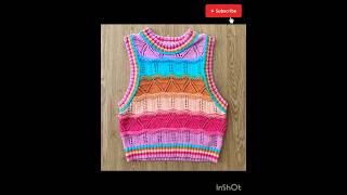 Crochet sweater vest bintescrochet knitting crochet sweater trending fashion shorts design [upl. by Gnat]