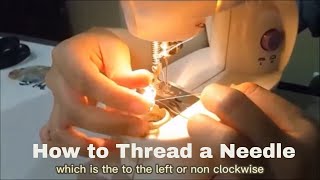 How to Thread a Needle in Portable Mini Sewing Machine [upl. by Sel]