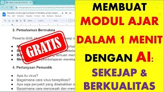 Membuat Modul Ajar Berkualitas dalam Sekejap dengan AI Tidak Sampai 1 Menit Otomatis Jadi [upl. by Auqinal]