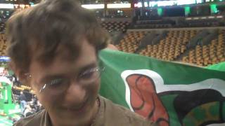 EXCLUSIVE Interview with Celtics Game SensationGuy who Dances to quotLivin on a Prayerquot [upl. by Easlehc601]