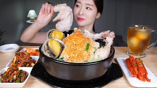 초복에는 초간단 ♨️ 찐한 전복누룽지삼계탕 🐔 집김치 3종류 더덕무침 먹방 ASMR MUKBANG  Samgyetang Ginseng Chicken Soup amp Kimchi [upl. by Baptist]