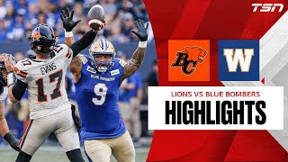 CFL Week Nine BC Lions vs Winnipeg Blue Bombers [upl. by Short635]