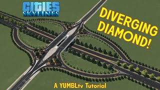 Diverging Diamond Interchange Tutorial DDI  Cities Skylines [upl. by Hagan]