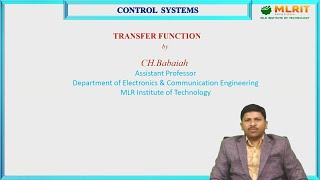 LEC04 Control Systems  Transfer Function By Mr CH Babaiah [upl. by Anerom]