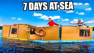 Worlds Biggest BOX FORT House Boat On A LAKE  7 Day Adventure MEGA MOVIE [upl. by Zulaledairam]