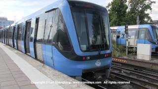 SL Tunnelbana tåg  Metro trains at Gullmarsplan station Stockholm Sweden [upl. by Gnuhn26]