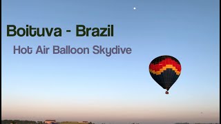 Hot Air Balloon Skydive over Boituva Brazil  Salto de Paraquedas de Balao em Boituva [upl. by Kenweigh]