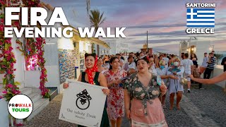 Fira Santorini  Greece Evening Walk 4K  with Captions [upl. by Basilio706]