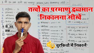 तत्वों का परमाणु द्रव्यमान निकालना सीखें  parmanu dravyaman kaise nikale  atomic mass kaise nikale [upl. by Lilybelle]