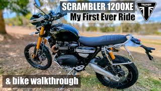 First ride on Triumph Scrambler 1200 XE amp Bike Walkthrough [upl. by Ripp]