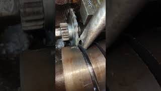 Big size 10 module single start woram shaft gear cutting shortvideo gear mechanical [upl. by Ehcsrop]