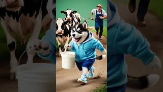 Husky puppy want to drink milk teafunny funnyvideo ai dog [upl. by Arada]