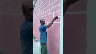 Beautiful wall putty 🧱 design bricks art  shorts [upl. by Drew]