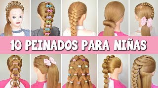 10 PEINADOS PARA NIÑAS CON TRENZAS FACILES Y RAPIDOS [upl. by Asserrac]