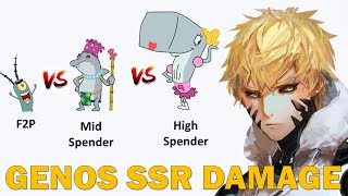 Genos SSR Damage F2P vs Dolphin vs Whale  One Punch Man The Strongest [upl. by Onitnatsnoc]