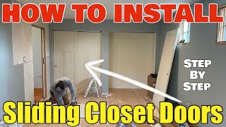 How To Install Sliding Closet Doors Including Hardware Cutting Door amp Full Installation Step By Step [upl. by Baruch]