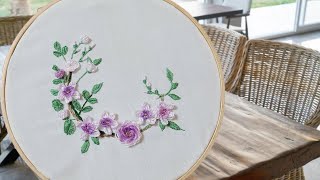 프랑스자수 three dimensional flower embroidery DIY handy work smyrna stitch popcorn lazy daisy [upl. by Aicelef]